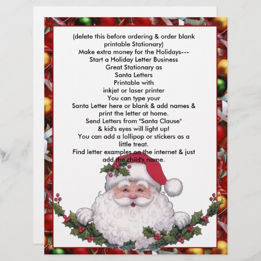 Papier Lettre en-tête Père Noël de Noël (Devant / Derrière)