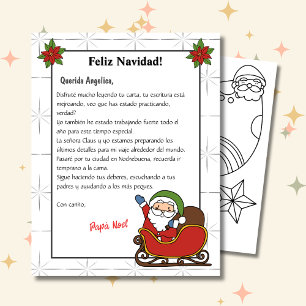 Papier Lettre espagnole de Père Noël White Carta a Papá N