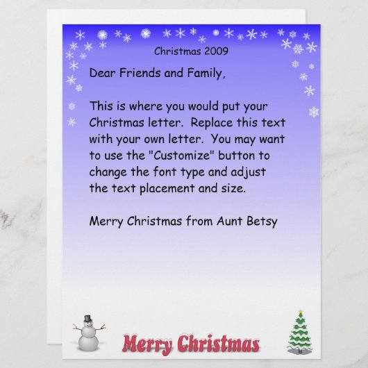 Papier Lettre Joyeuse Noël Snowflake (Devant / Derrière)