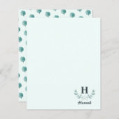 Papier LETTRE Mint Green Eucalyptus Branches Monogramme (Devant / Derrière)