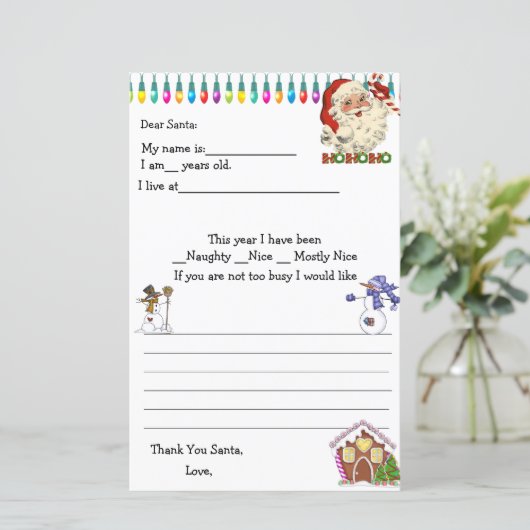 Papier Lettre Père Noël, Snowmen, Père Noël (Debout devant)