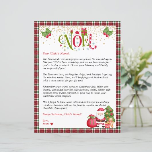 Papier Lettre personnalisée de Père Noël pour enfants Gif (Debout devant)
