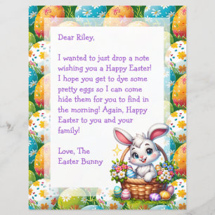 Papier Lettre personnalisée du lapin de Pâques pour les e