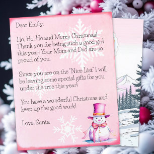 Papier Lettre personnalisée du Père Noël pour les filles