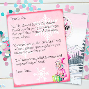 Papier Lettre personnalisée du Père Noël pour les filles