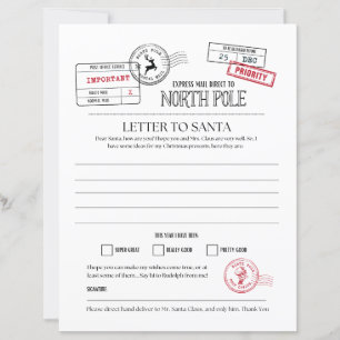 Papier LETTRE Pôle Nord À Père Noël
