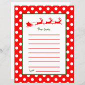 Papier Lettre Red Reindeer Sleigh Cher Père Noël (Devant / Derrière)