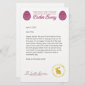 Papier Lettre rose du lapin de Pâques (Devant / Derrière)