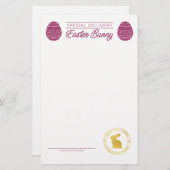 Papier Lettre Rose Du Lapin De Pâques Blanc (Devant / Derrière)