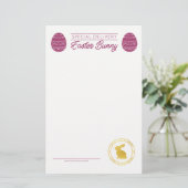 Papier Lettre Rose Du Lapin De Pâques Blanc (Debout devant)