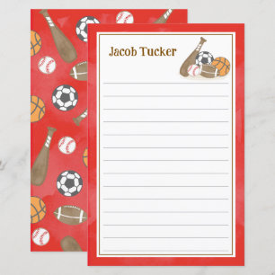 Papier Lettre rouge de la Marine sportive pour enfants pa