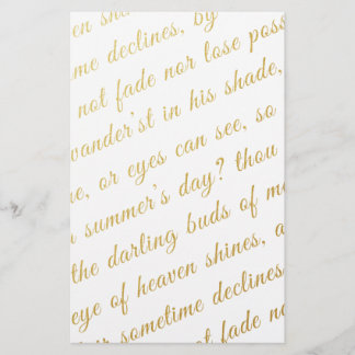 Papier Lettre Script Faux Gold Typographie Poésie Blanc