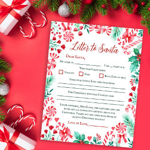 Papier LETTRE sucre de canne Aquarelle Kids à Père Noël