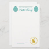 Papier Lettre turquoise Du Blank Bunny De Pâques (Devant / Derrière)