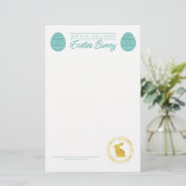 Papier Lettre turquoise Du Blank Bunny De Pâques (Debout devant)