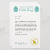 Papier Lettre turquoise Du Lapin De Pâques (Devant / Derrière)