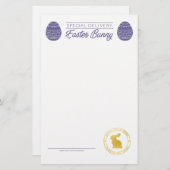 Papier Lettre Violette Du Blank Bunny De Pâques (Devant / Derrière)