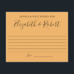Papier Lettres à la main élégante simple conseil bien des<br><div class="desc">Elégante,  chic,  simple,  moderne,  minimaliste,  carte-conseil mariage. Dispose d'une police de style de lettrage qui comporte les noms de la mariée et du marié. Idéal pour les mariage d'automne ou d'automne,  car il a des couleurs d'automne - marron et orange.</div>