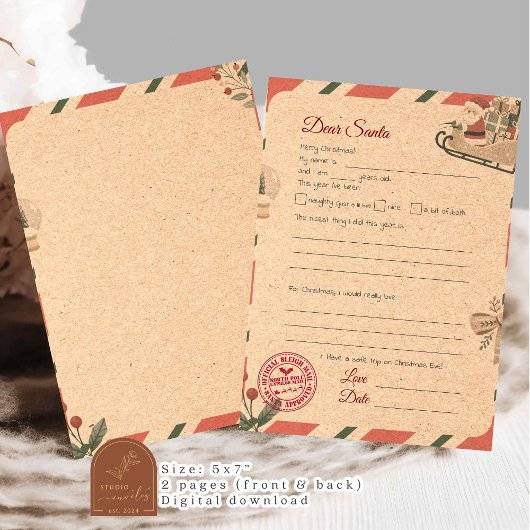 Papier Lettres à Père Noël