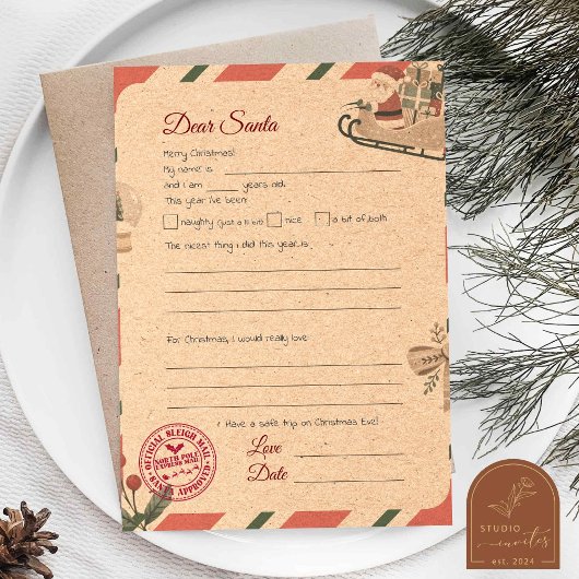 Papier Lettres à Père Noël