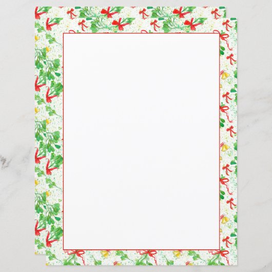 Papier Lettres de Noël Mistletoe Bells (Devant / Derrière)