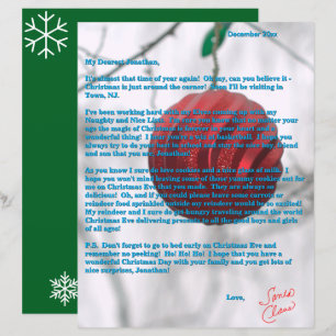 Papier Lettres de Père Noël pour Préados Ornement Rouge V