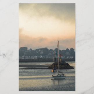 Papier Levée de soleil et bateaux