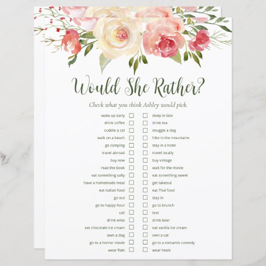 Papier LGBTQ Blush Floral Fêtes des mariées Games (Devant / Derrière)