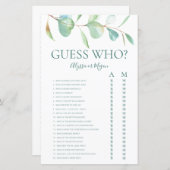 Papier LGBTQ Devine Qui Joue À Eucalyptus (Devant / Derrière)