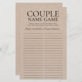 Papier LGBTQ Nom de couple Jeu rustique (Devant / Derrière)