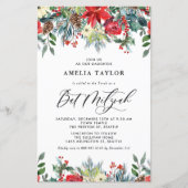 Papier L'hiver fleurit Floral Bat mitzvah Invitation (Devant)