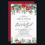 Papier L'hiver fleurit Floral Bat mitzvah Invitation<br><div class="desc">Famille et amis Invitations avec cette invitation Bat mitzvah personnalisable. Il présente des guirlandes aquarelles de roses rouges, d'hivernes et de fleurs de poinsettia aux accents de pin et de verdure. Personnalisez en ajoutant les noms, la date, l'heure, le lieu et d'autres détails de l'événement. Cette invitation à la floraison...</div>