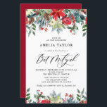 Papier L'hiver fleurit Floral Bat mitzvah Invitation<br><div class="desc">Famille et amis Invitations avec cette invitation Bat mitzvah personnalisable. Il présente des guirlandes aquarelles de roses rouges, d'hivernes et de fleurs de poinsettia aux accents de pin et de verdure. Personnalisez en ajoutant les noms, la date, l'heure, le lieu et d'autres détails de l'événement. Cette invitation à la floraison...</div>