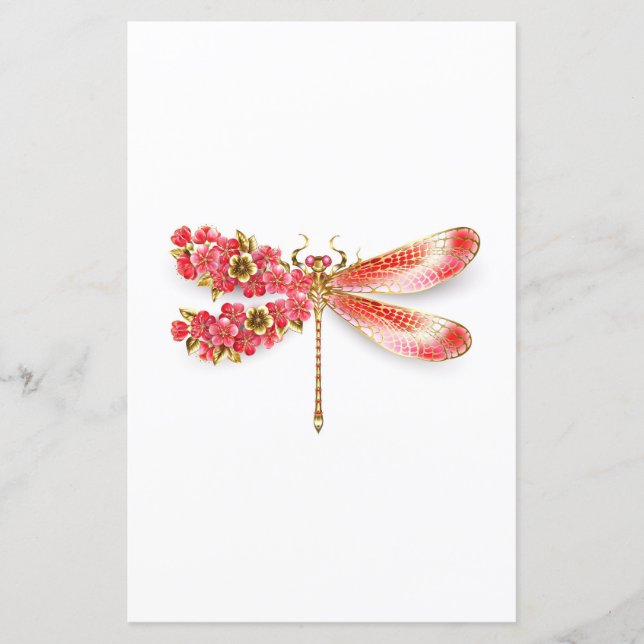 Papier libellule de fleurs avec sakura de bijoux (Devant)