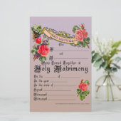 Papier Licence de Mariage commémoratif (Debout devant)