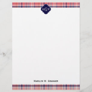 Papier Light Coral Navy Whats Preppy Madras Monogramme