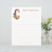 Papier ligné à alphabet floral abstrait (Debout devant)