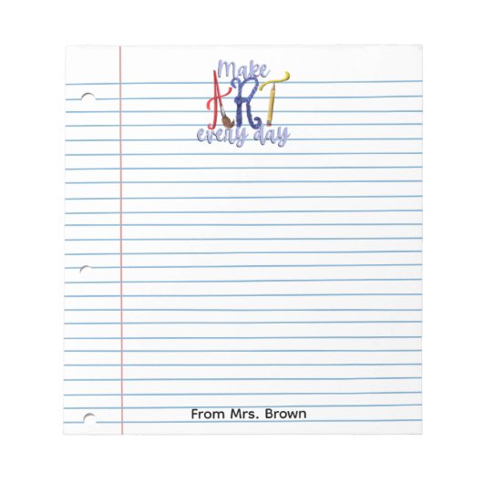 Papier ligné bloc-notes de professeur d'art (Devant)