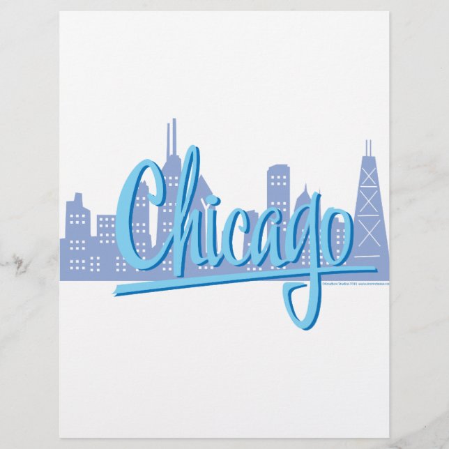 Papier Ligne Skyline de Chicago Windy City (Devant)