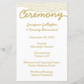 Papier Lignes mariages Gold White Wavy Élégantes minimali (Devant)