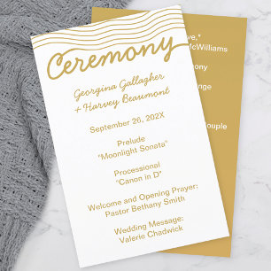 Papier Lignes mariages Gold White Wavy Élégantes minimali