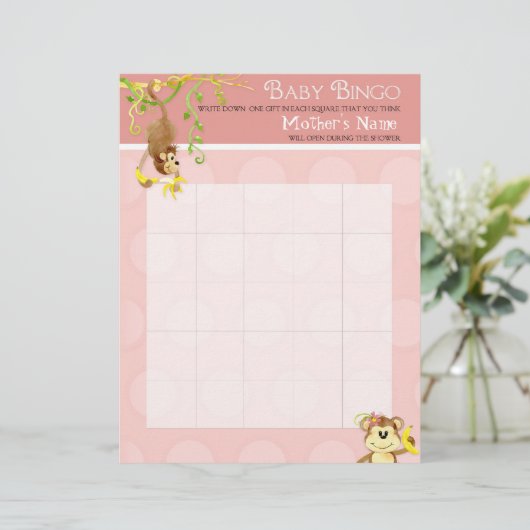 Papier Lil Monkey, Baby shower Bingo n Scramble Jeu (Debout devant)