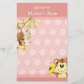 Papier Lil Monkey, Conseil Baby shower Fille (Devant)