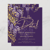 Papier Lilac Wisteria Mariage Violet Enregistrer La Date (Devant / Derrière)