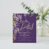 Papier Lilac Wisteria Mariage Violet Enregistrer La Date (Debout devant)