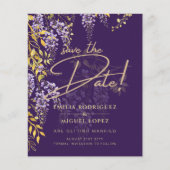Papier Lilac Wisteria Mariage Violet Enregistrer La Date (Devant)
