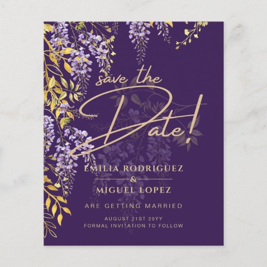Papier Lilac Wisteria Mariage Violet Enregistrer La Date (Devant)