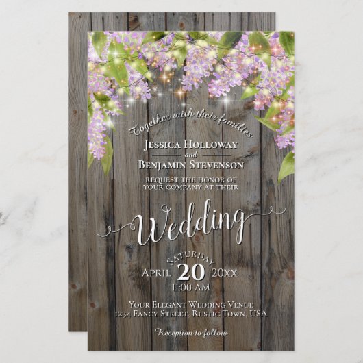 Papier Lilacs & Lumières sur le Faire-part de mariage BUD (Devant / Derrière)