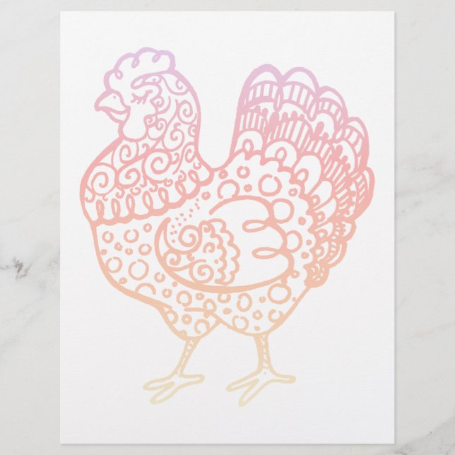 Papier Lineart de poulet orange (Devant)