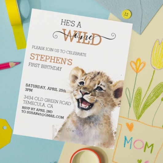 Papier Lion Cub Jungle Safari Wild Un Anniversaire